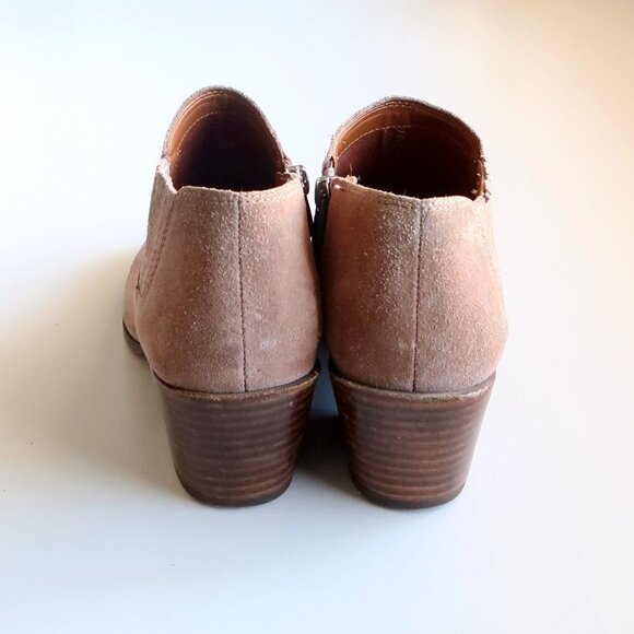 Franco Sarto Dylann Taupe Suede Leather Block Heel Western Ankle Boots Booties W - Picture 7 of 15